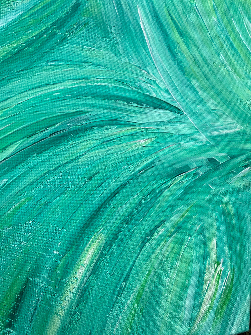 Abstract painting of green and blue colors